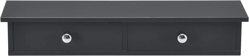 [en.casa] Wandregal mit 2 Schubladen Regal 10x60x15cm Ablage bis 15 kg Hängeregal MDF Dunkelgrau, Du