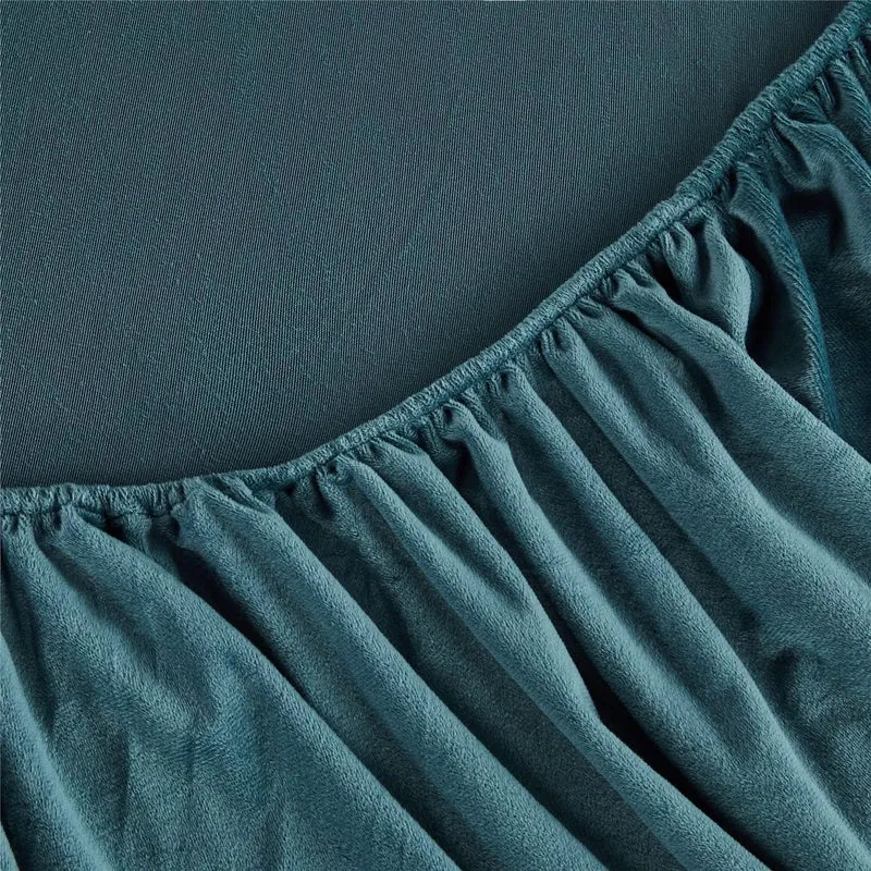 Boqingzhu Flauschige Plüsch Spannbettlaken 180x200cm Petrol Blau Fleece Flanell Cashmere Touch Spann
