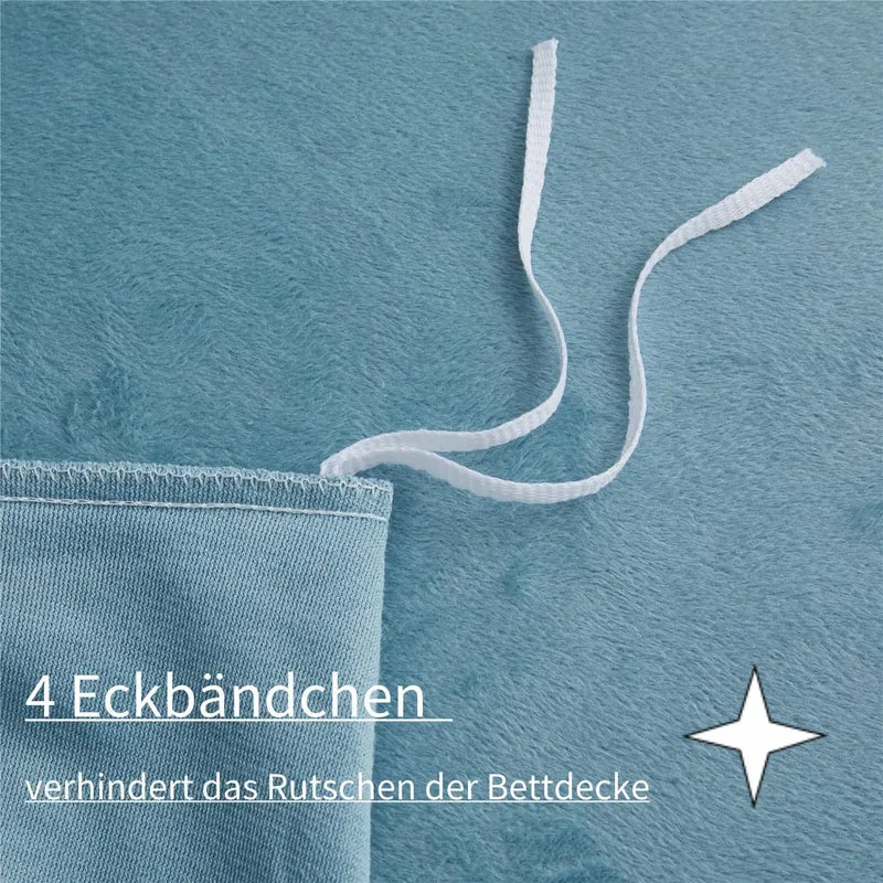 Boqingzhu Winter Bettwäsche 155×220cm Plüsch Blau Hellblau Biber Flanell Warm Kuschelig Flauschig Be