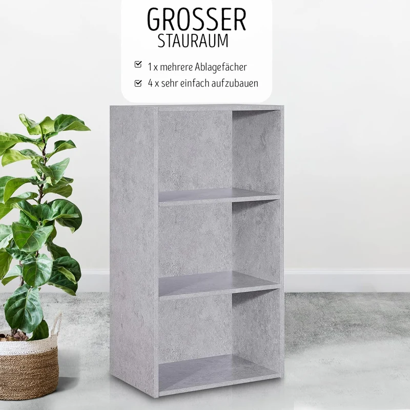 habeig Tube Bücherregal Standregal 3 Fächer Belastung Regalboden 30kg Standregal (80 x 42,5 x 29,5 c