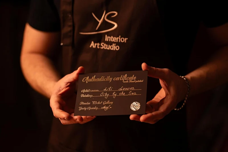 YS-Art Abstrakt Fluoreszierendes leuchtendes Acryl 3D Gemälde auf runder Leinwand Goldene Erde handg