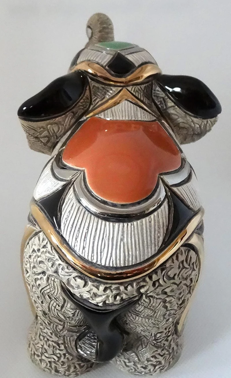 De Rosa Rinconada, Handbemalte Keramikskulptur, Asiatischer Elefant