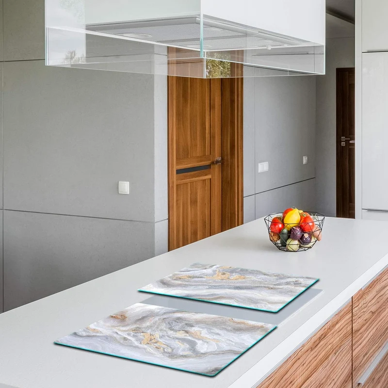 TMK | Herdabdeckplatten Set 2x40x52 cm Ceranfeld Abdeckung Glas Spritzschutz Abdeckplatte Glasplatte