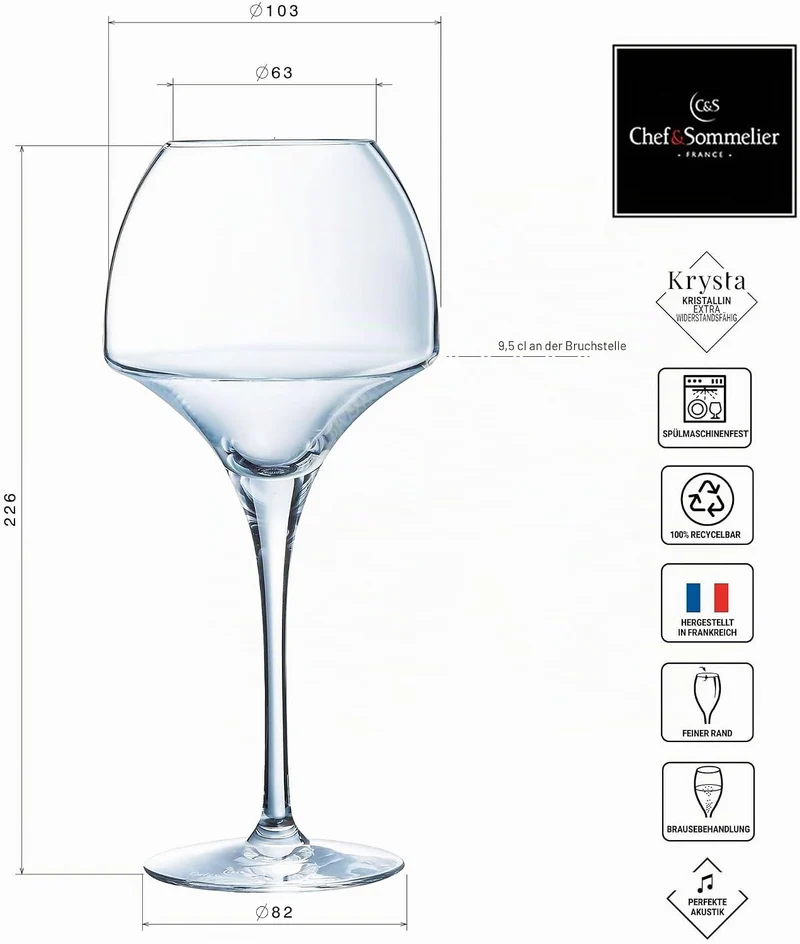 Chef & Sommelier Kollektion Open Up – 6 Weingläser, 47 cl, aus Kristall, weich, modern und, verstärk