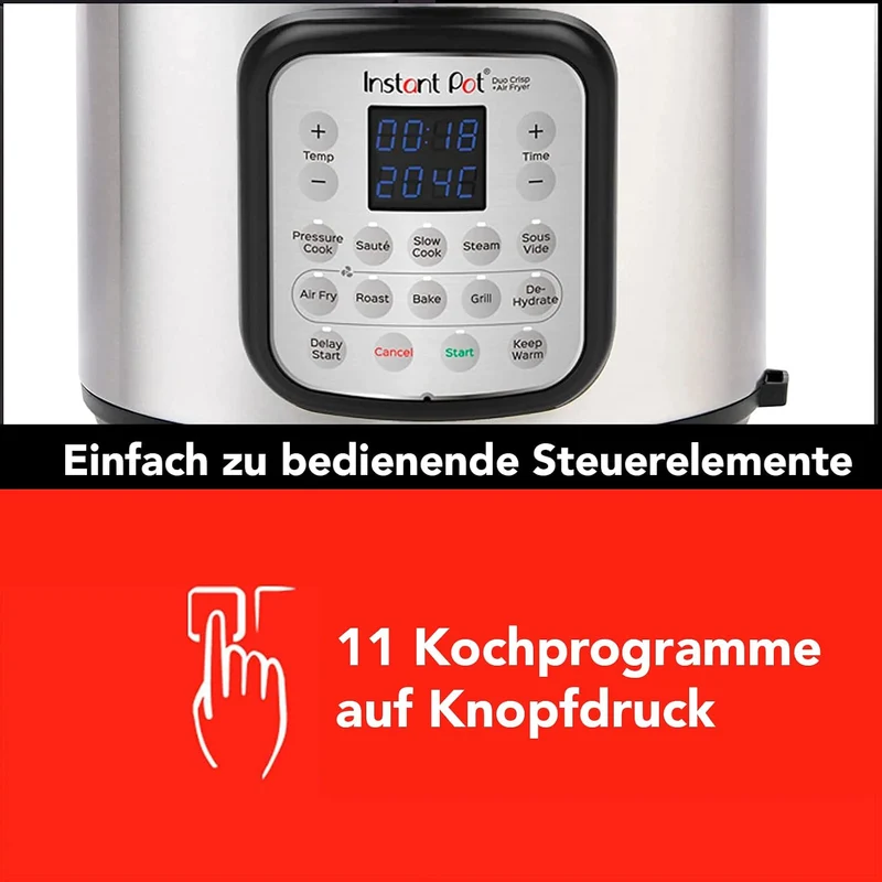Instant Pot DUO CRISP + Air Fryer 8L Multikocher. 11 Funktionen in 1: Schnellkochtopf, Bratpfanne, D