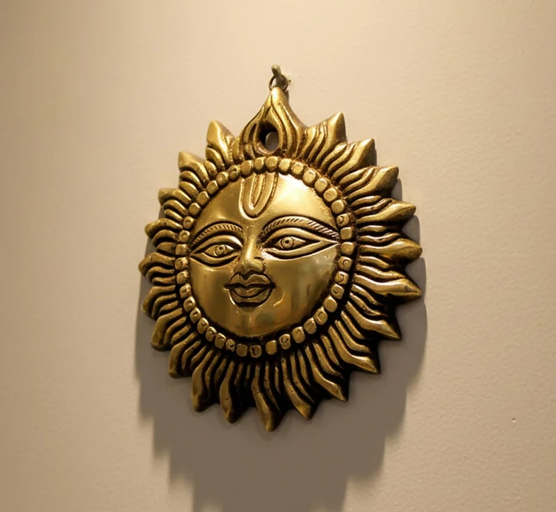 eSplanade - Brass Sun Wall Decor - Beautiful Sun (Surya) Face Murti Idol Statue Sculpture Wall Hangi
