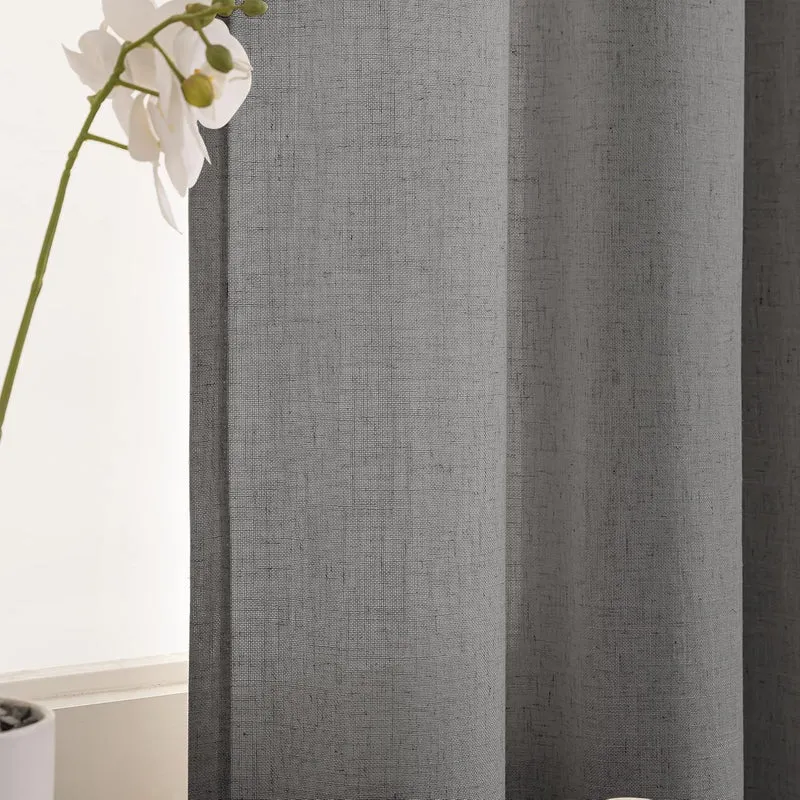 CUCRAF Leinen Gardinen mit Ösen Landhausstil Voile Vorhang Halbtransparent Gardinen für Schlafzimmer