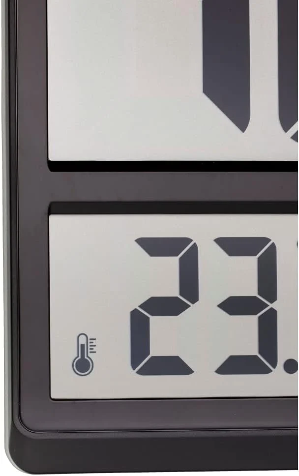 TFA Dostmann 60.4520.01 Digitale XL-Funkuhr Wanduhr mit Innentemperatur, Datum und Wochentag (schwar
