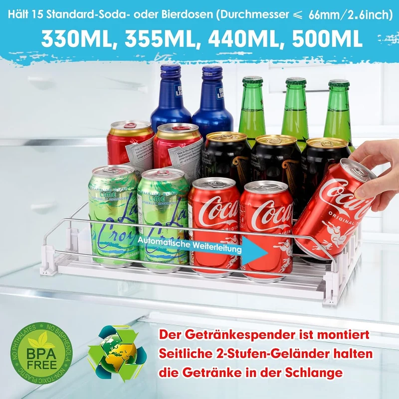 BingoHive Automatisch Kühlschrank Dosen Organizer Kühlschrank Organizer Dosen Dosenhalter Kühlschran