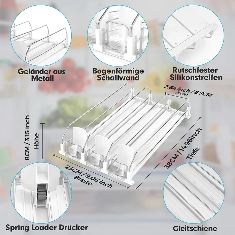 BingoHive Automatisch Kühlschrank Dosen Organizer Kühlschrank Organizer Dosen Dosenhalter Kühlschran