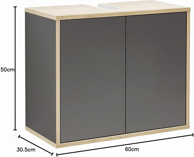 FACKELMANN Finn Waschbeckenunterschrank (60 x 50 x 30,5 cm) – Unterschrank für Waschbecken mit Aussp