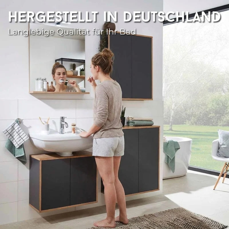 FACKELMANN Finn Waschbeckenunterschrank (60 x 50 x 30,5 cm) – Unterschrank für Waschbecken mit Aussp