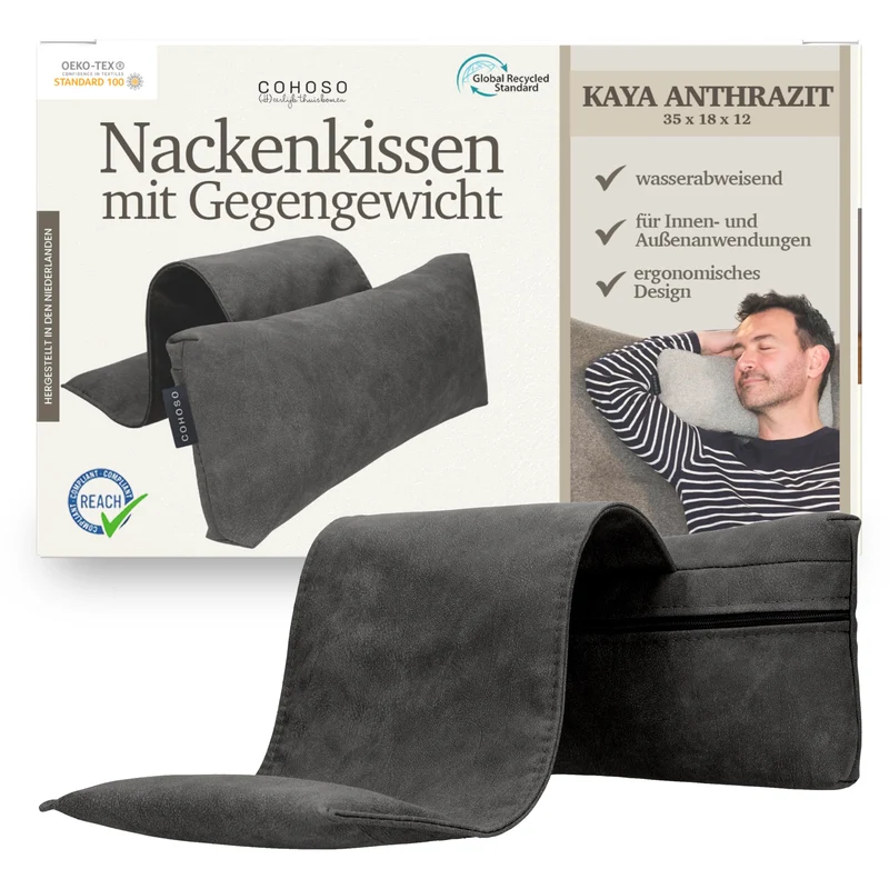 COHOSO® Nackenkissen für Gartenstühle mit Gegengewicht - Sesselkissen Kopfstütze für Sofa & Couch, K