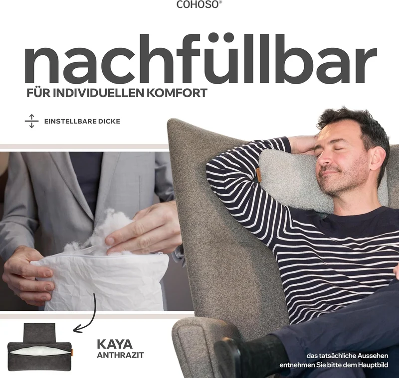 COHOSO® Nackenkissen für Gartenstühle mit Gegengewicht - Sesselkissen Kopfstütze für Sofa & Couch, K