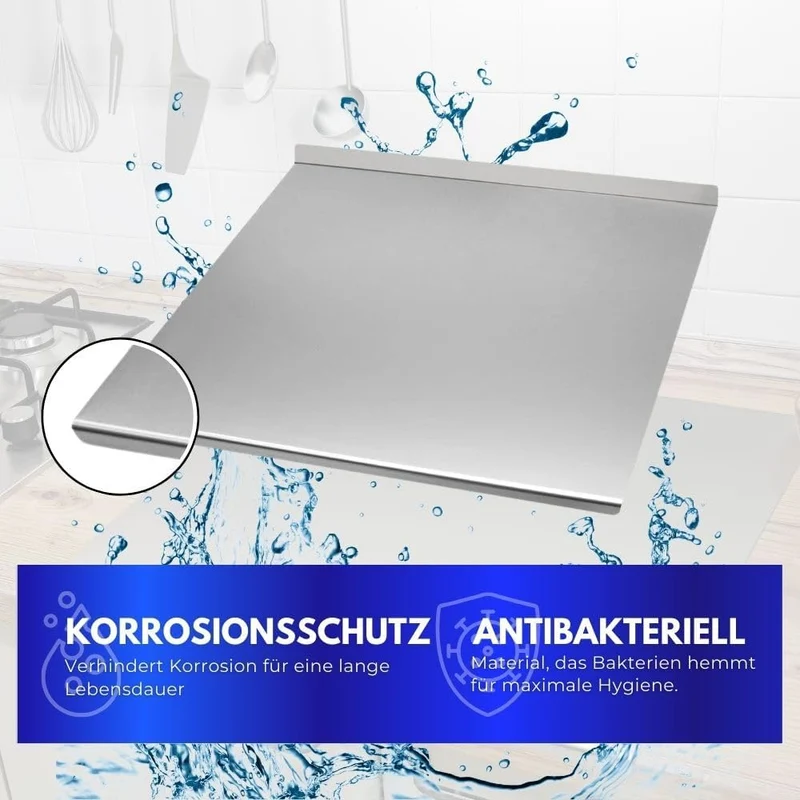 INOXLM Schneidebrett Edelstahl zum Kneten, Edelstahl Arbeitsplatte verschiedene Grössen für Küche, B