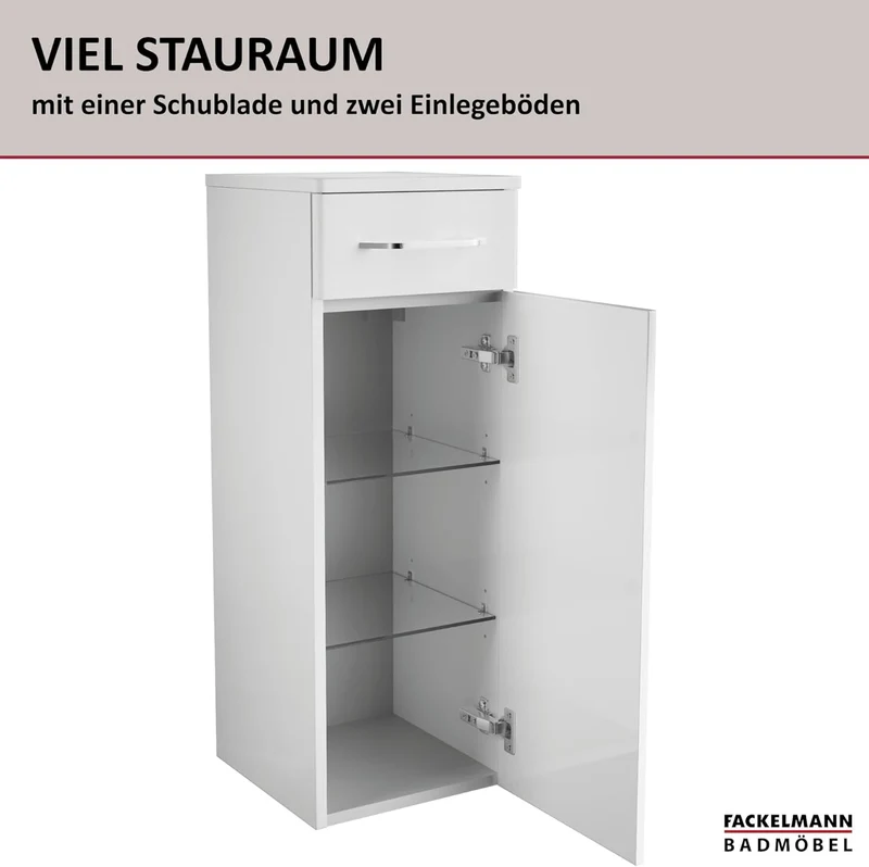 FACKELMANN Milano Midischrank mit Tür und Schublade – Schrank für Badezimmer (30,5 cm x 83 cm x 32 c