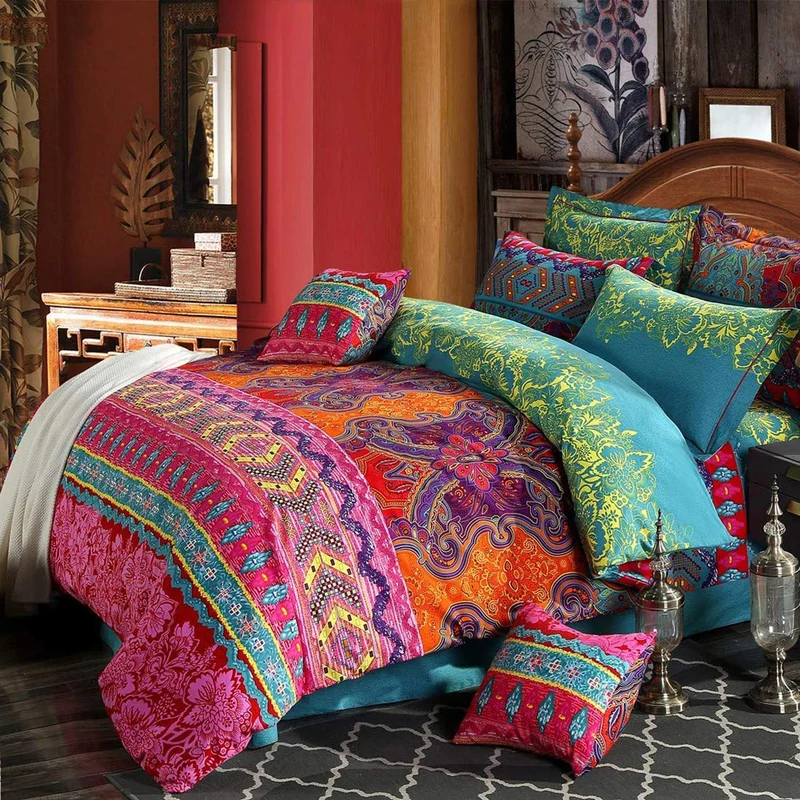 Omela Bettwäsche Boho 220x240 3 Teilig Exotisch Indisch Design Bohemian Bettbezug mit Reissverschlus