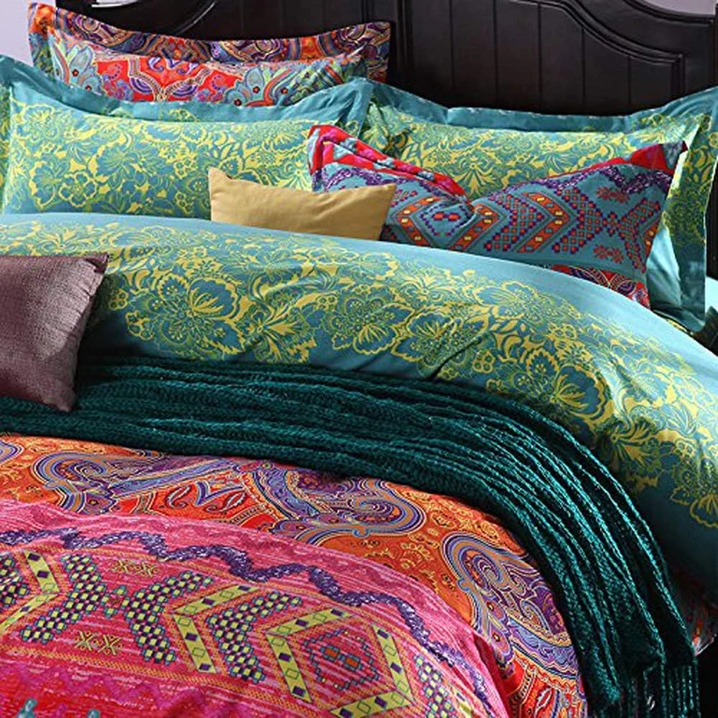Omela Bettwäsche Boho 220x240 3 Teilig Exotisch Indisch Design Bohemian Bettbezug mit Reissverschlus