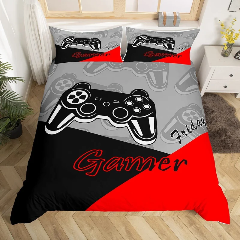 Gamer Bettbezug Set für Jungen Jugendliche Spiel Bettwäsche Set 135x200cm, Videospiel Wohnkultur Spi
