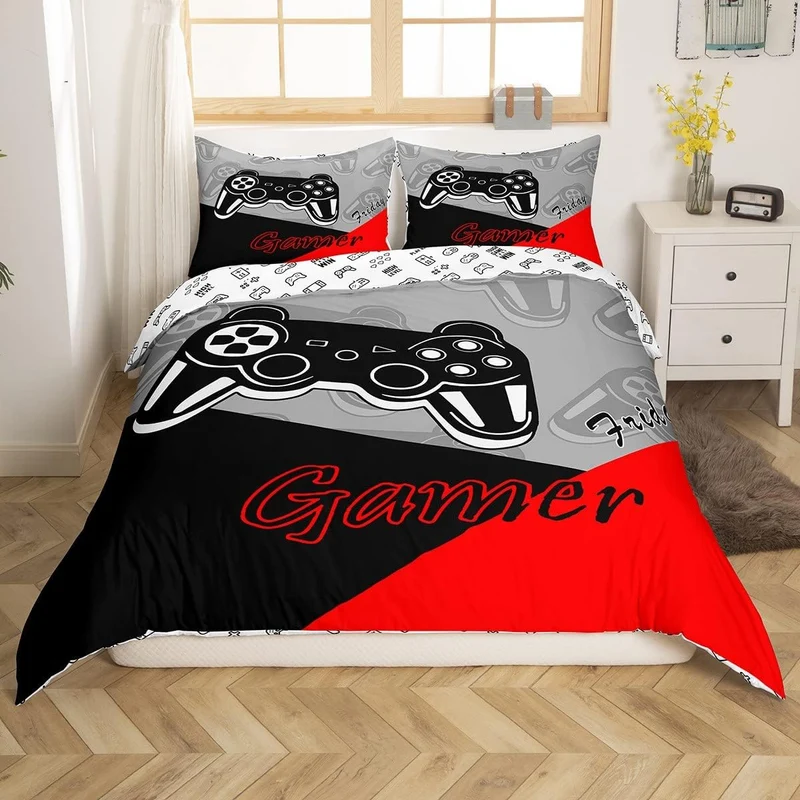 Gamer Bettbezug Set für Jungen Jugendliche Spiel Bettwäsche Set 135x200cm, Videospiel Wohnkultur Spi