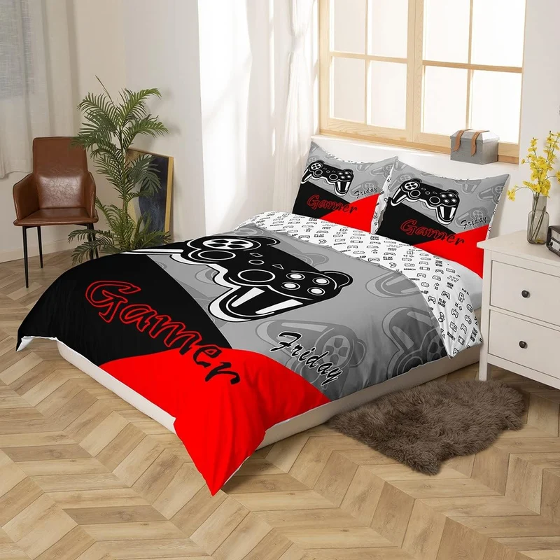Gamer Bettbezug Set für Jungen Jugendliche Spiel Bettwäsche Set 135x200cm, Videospiel Wohnkultur Spi