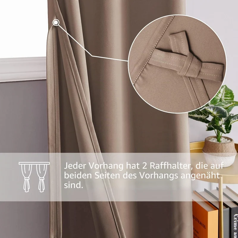DWCN Vorhang Blickdicht Verdunkelungsgardinen mit Ösen 2 Stücke Thermogardine für Wohnzimmer, Schlaf