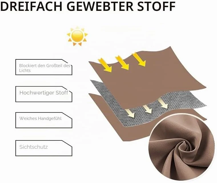 DWCN Vorhang Blickdicht Verdunkelungsgardinen mit Ösen 2 Stücke Thermogardine für Wohnzimmer, Schlaf