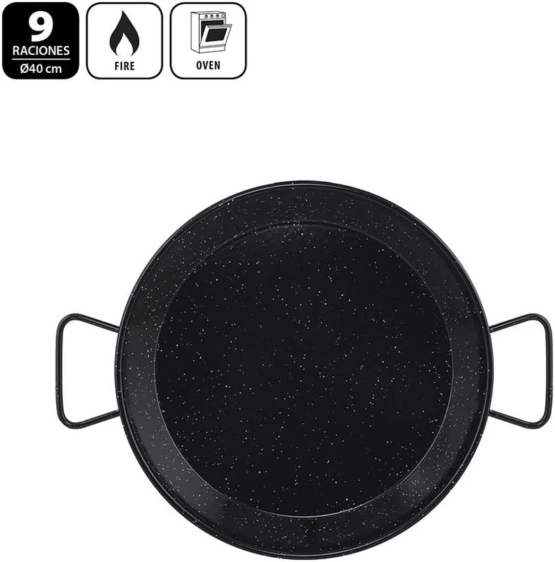 Metaltex - Paellabehälter aus emailliertem Stahl 9 Portionen 40 cm Emaille 9 Raciones, Emaille 9 Rac