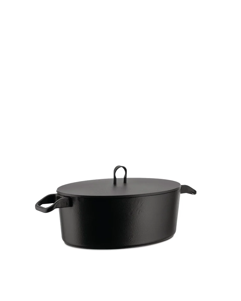 Alessi 90108 LA Cintura di Orione“ Ovale Cocotte aus emailiertem Gusseisen, Silber, 24 cm, 10 x 16 x
