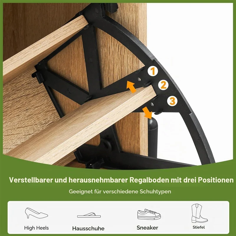 Litake Schuhschrank Schuhkommode mit 4 Rattan Klappen, Schuhkipper Schuhschrank Schuhregal Schmal mi
