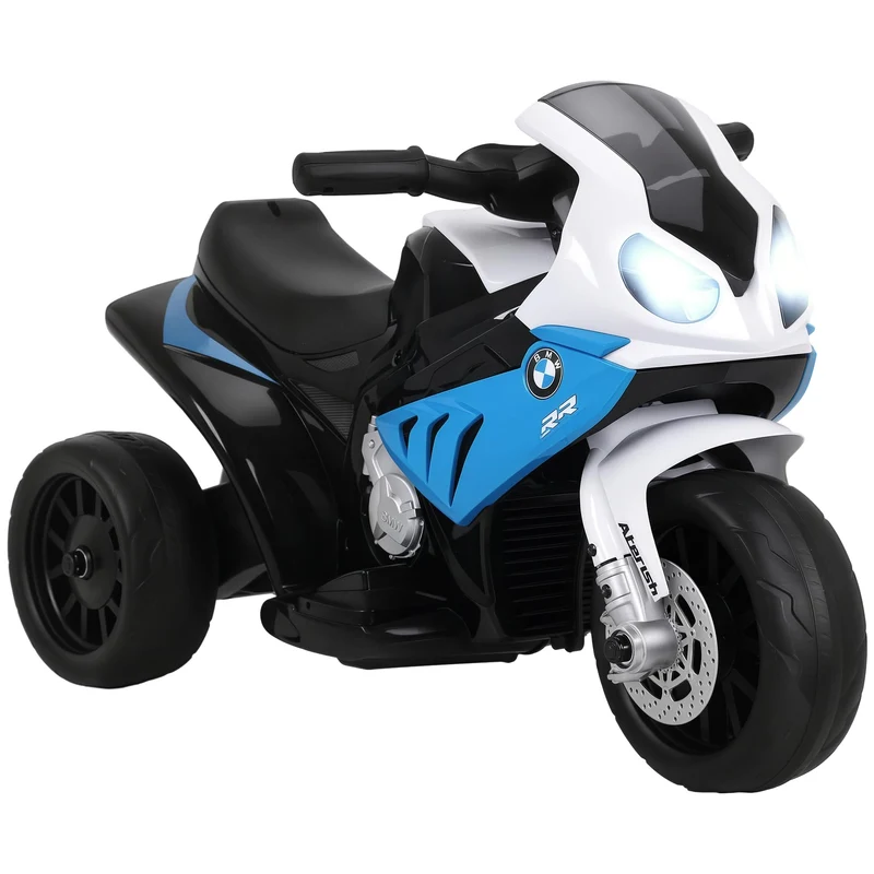 HOMCOM BMW S1000RR 6V Elektromotorrad mit Scheinwerfer mit Musik Blau, Blau