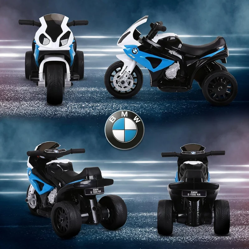 HOMCOM BMW S1000RR 6V Elektromotorrad mit Scheinwerfer mit Musik Blau, Blau