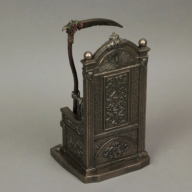 Veronese Design Weihnachtsmann-Muerte-Skulptur mit Sense und Skala aus Kunstharz, Antik-Bronze-Finis