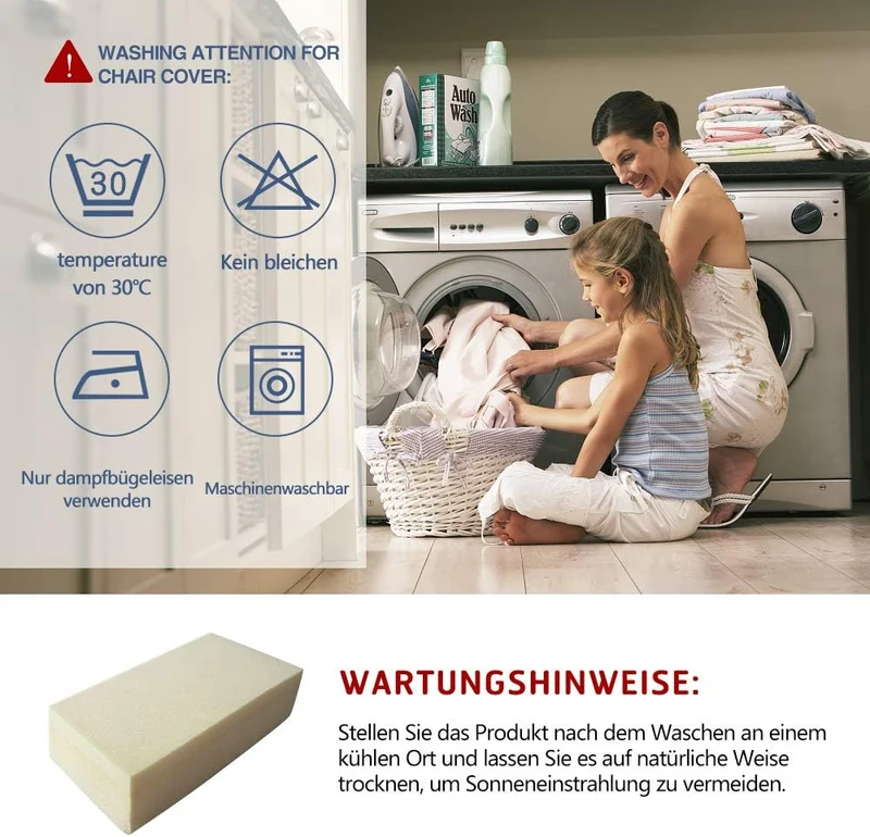 BALCONY & FALCON 2er Set Stuhlkissen, Memory Foam Stuhlkissen x 1, Exquisites Stoff Stuhlkissen x 1,