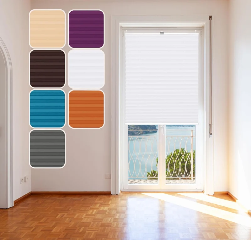 Domdeco Plissee 95x150cm Weiss mit weiss lackierten Alu-Profilen, KlemmFix-Halterung zur Montage ohn