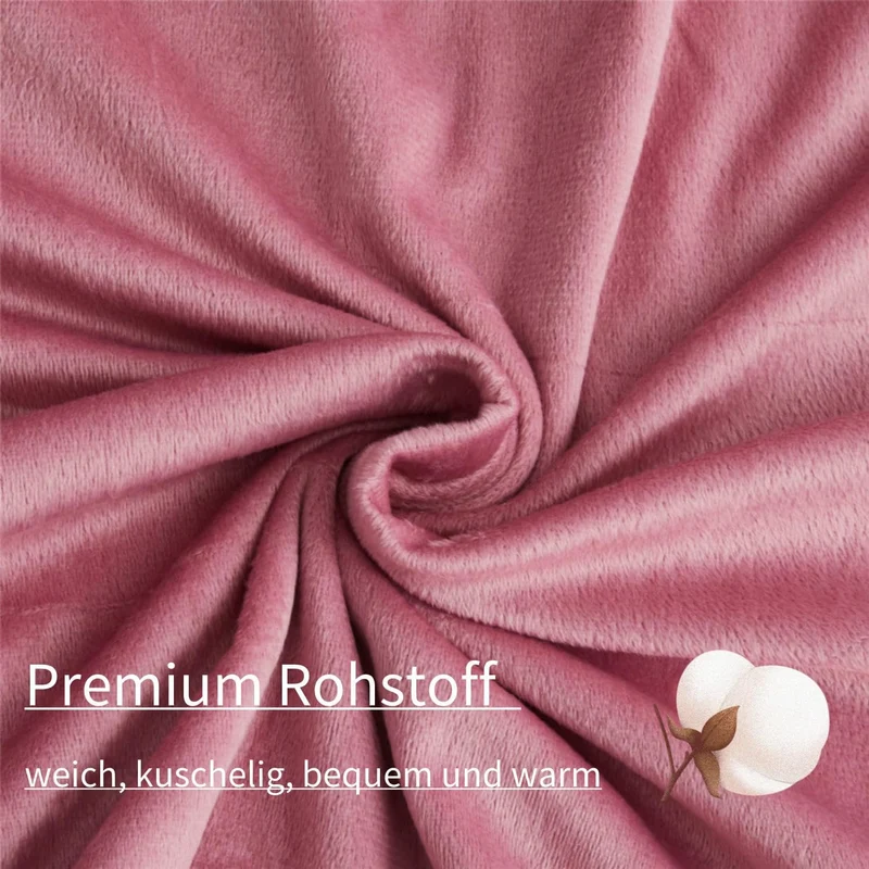 Boqingzhu Plüsch Bettwäsche 200×200cm Biber Rosa Altrosa Flanell Winter Warm Kuschelig Flauschig Bet
