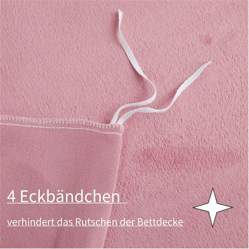 Boqingzhu Plüsch Bettwäsche 200×200cm Biber Rosa Altrosa Flanell Winter Warm Kuschelig Flauschig Bet
