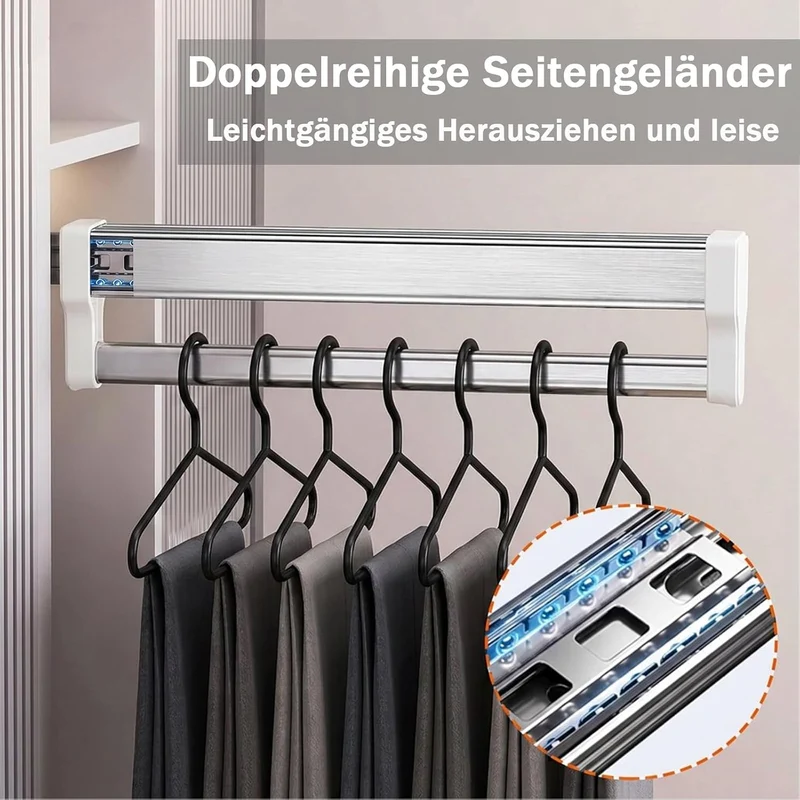 Ausziehbare Kleiderstange zum Herausziehen der Kleiderbügel Verstellbarer Kleiderschrank Teleskopsta