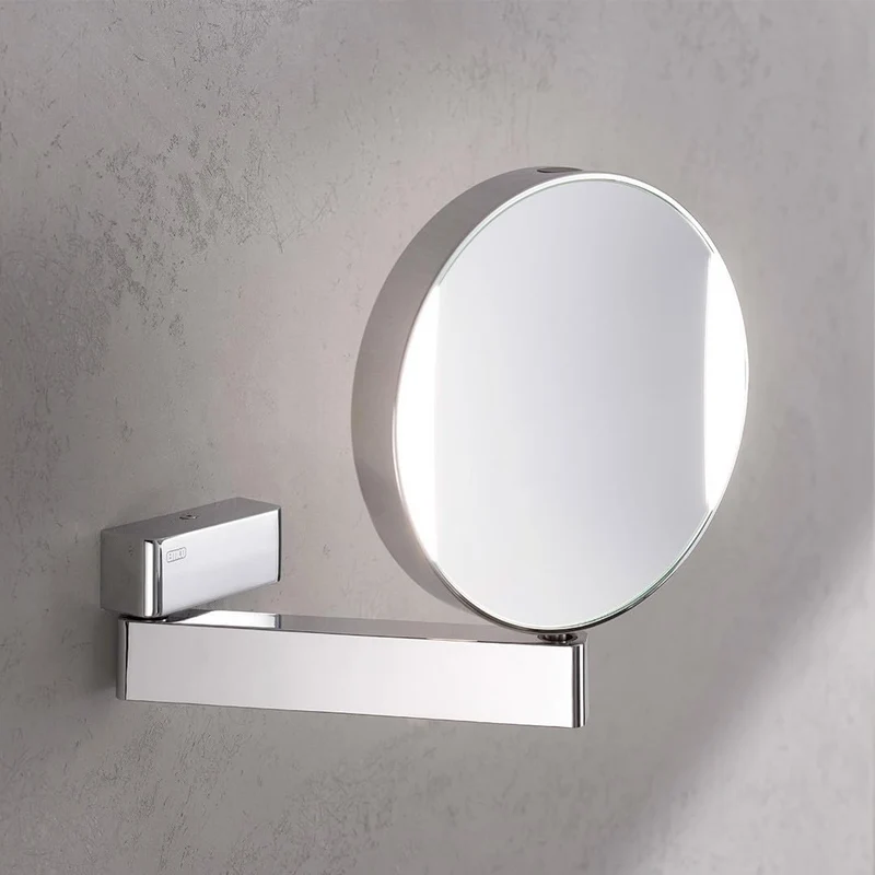 Emco Universal LED Kosmetik- und Rasierspiegel am Flexarm, runder Kosmetikspiegel mit Beleuchtung zu
