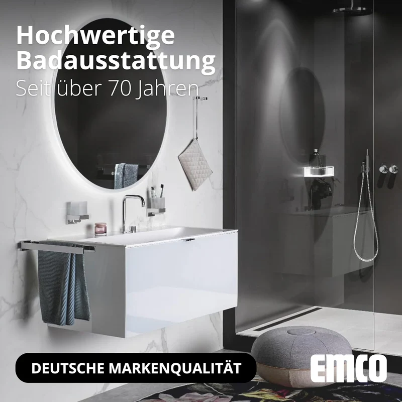 Emco Universal LED Kosmetik- und Rasierspiegel am Flexarm, runder Kosmetikspiegel mit Beleuchtung zu
