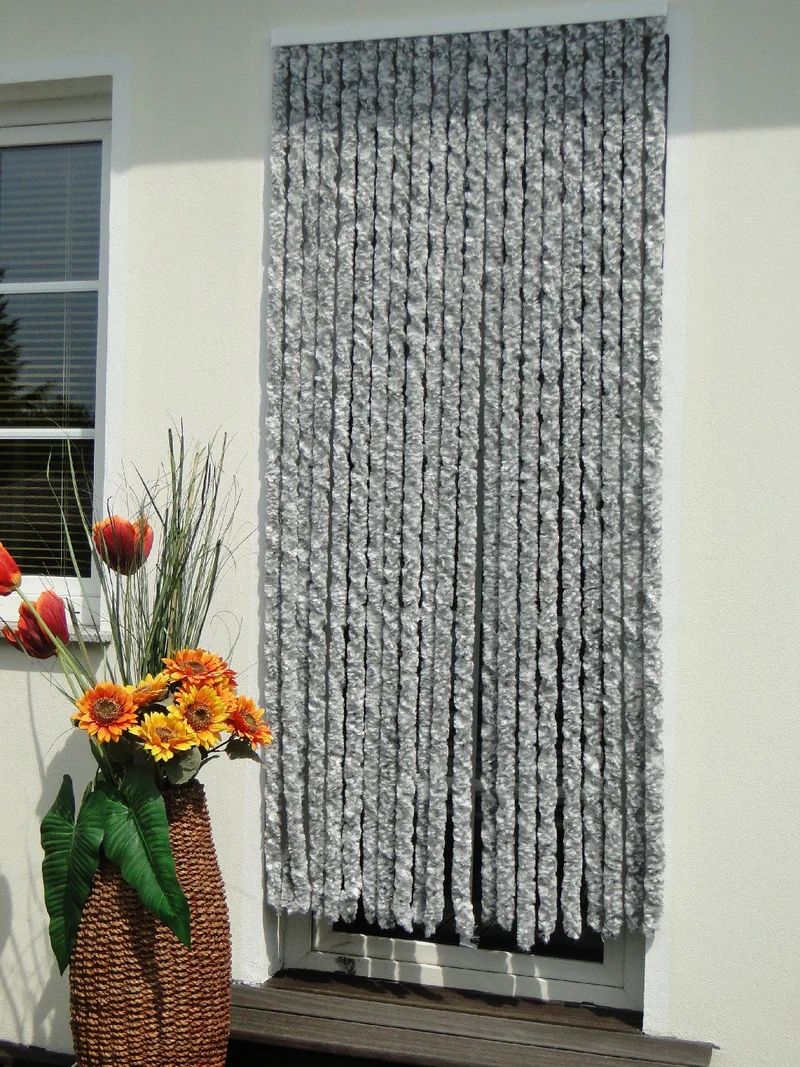 Leguana Handels GmbH Türvorhang Flauschvorhang Flauschi Chenillevorhang 100x200 silberweiss