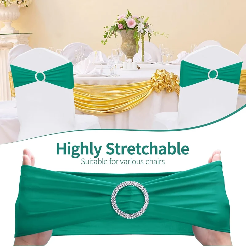 Trimming Shop Türkis Spandex-Stuhlband mit Schiebeschnalle, Dehnbare Stoff-Stuhlbandschärpe, elastis