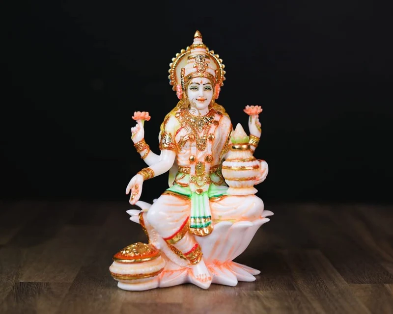 SHIVAJI ARTS Laxmi Statue, Marmor, Weiss, 18 cm
