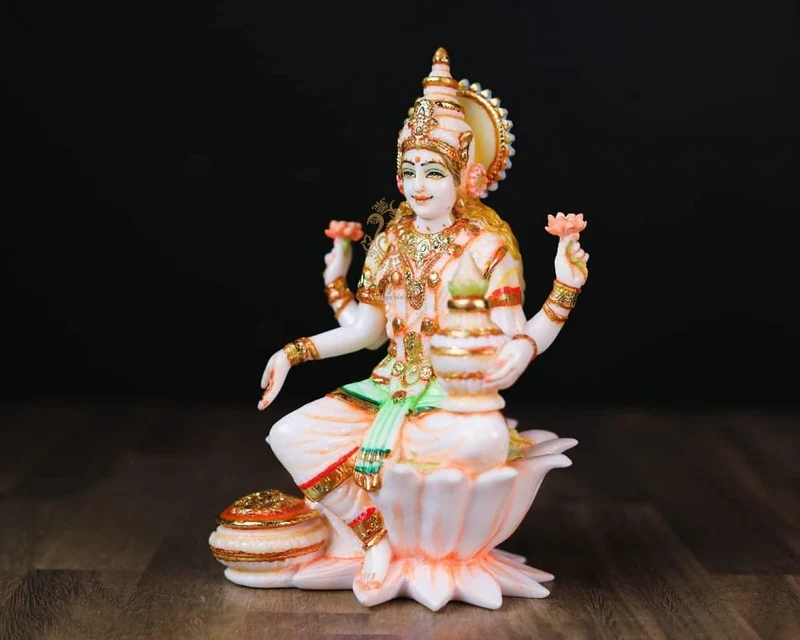 SHIVAJI ARTS Laxmi Statue, Marmor, Weiss, 18 cm