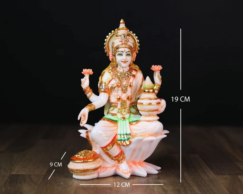 SHIVAJI ARTS Laxmi Statue, Marmor, Weiss, 18 cm