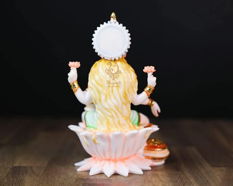 SHIVAJI ARTS Laxmi Statue, Marmor, Weiss, 18 cm