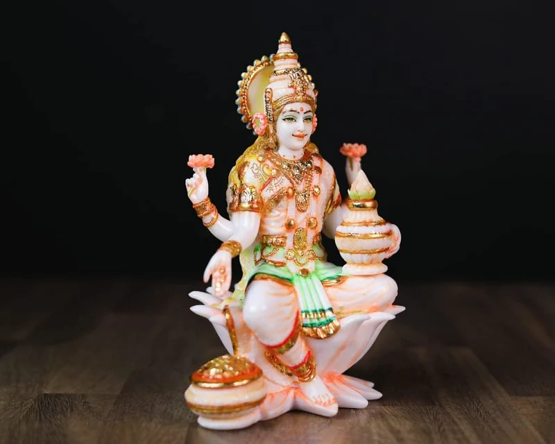 SHIVAJI ARTS Laxmi Statue, Marmor, Weiss, 18 cm