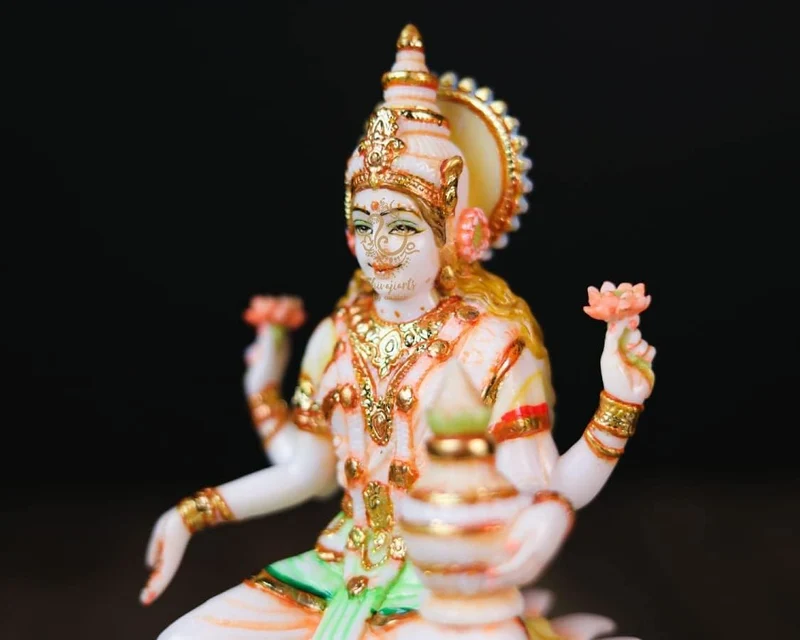 SHIVAJI ARTS Laxmi Statue, Marmor, Weiss, 18 cm