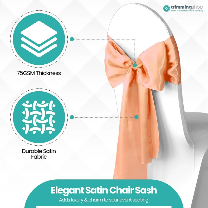 Trimming Shop Satin Sash Wedding Chair Cover Sashes Band Wider Fuller Bows Ribbon for Reception Birt