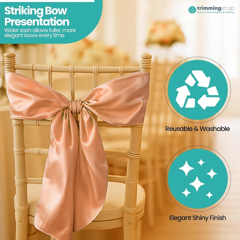 Trimming Shop Satin Sash Wedding Chair Cover Sashes Band Wider Fuller Bows Ribbon for Reception Birt
